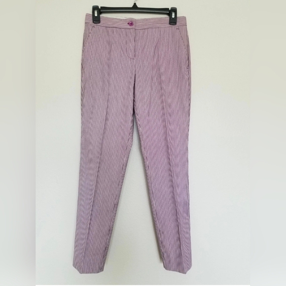 Etro Women's Striped Straight-Leg Capri Pants, Lilac/White Cotton/Spandex Sz 38 - Picture 2 of 16